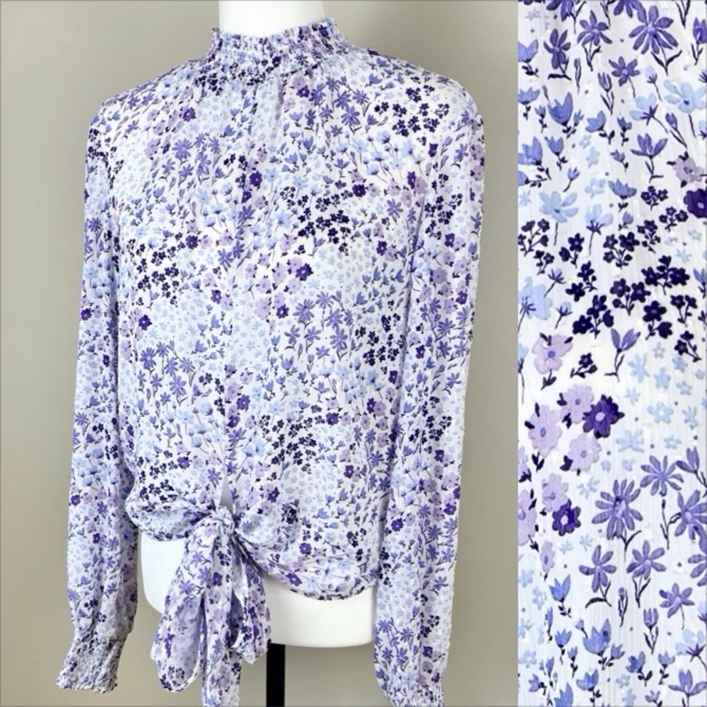 500 Maison Cinqcent Floral Tie Front Blouse